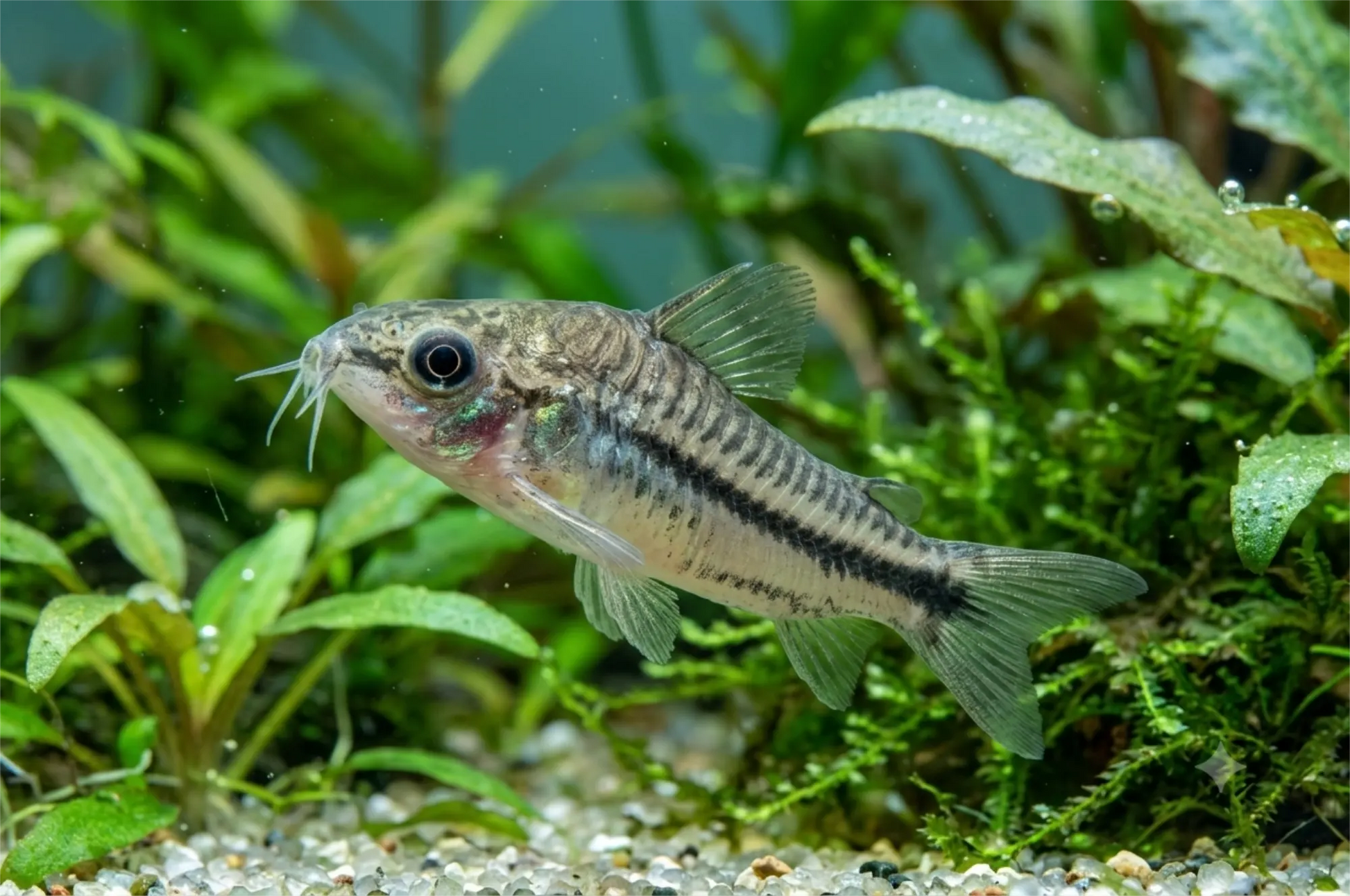 Corydoras pygmaeus (Zwergpanzerwelse) in einem Aquarissimo-Aquarium