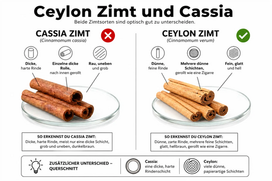 Vergleichsbild: Cassia- und Ceylon-Zimtstangen für das Aquarium aus dem Sortiment von Aquarissimo
